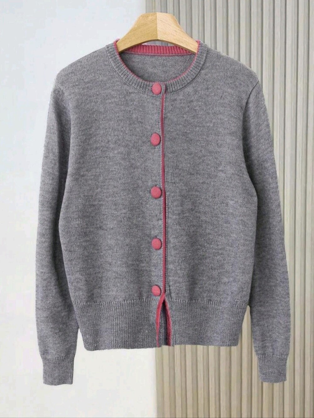 Colorblock Loose Fit Crew Neck Sweater Cardigan Autumn Clothing For Women Office - Picture 4 of 7